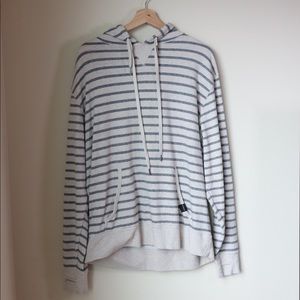 BRONXTON STRIPED WHITE AND GREY HIGH QUALITY HOODIE SIZE XL